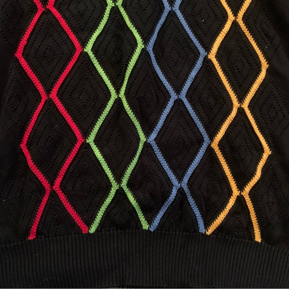 Vintage Montechiaro Lorenzoni Rainbow Diamond Knit Sweater Made in Italy Large - Picture 6 of 9